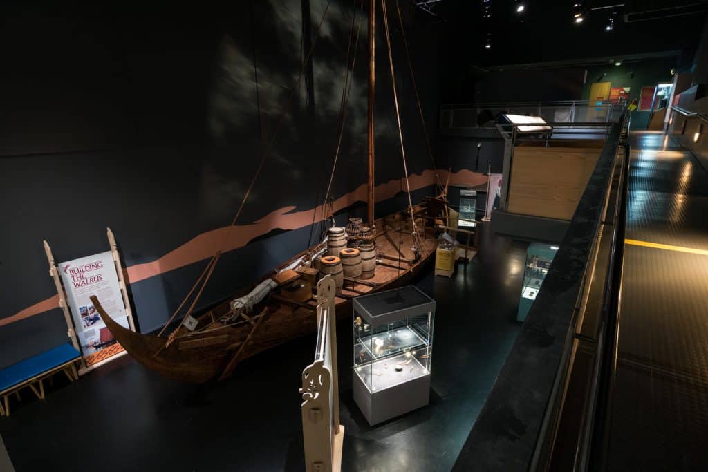 A 14m climb aboard full scale replica cargo ship built in-house at The National Maritime Museum Cornwall as part of the Viking Voyagers exhibition. Photo by Paul Abbitt