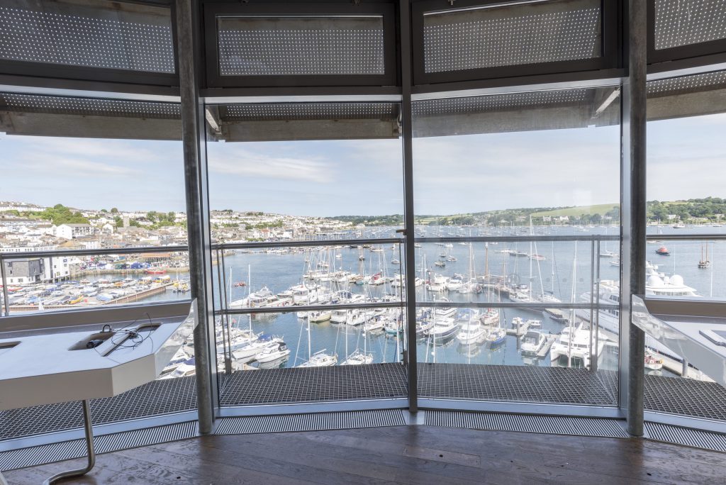 The view from The Look Out Tower at The National Maritime Museum Cornwall in Falmouth